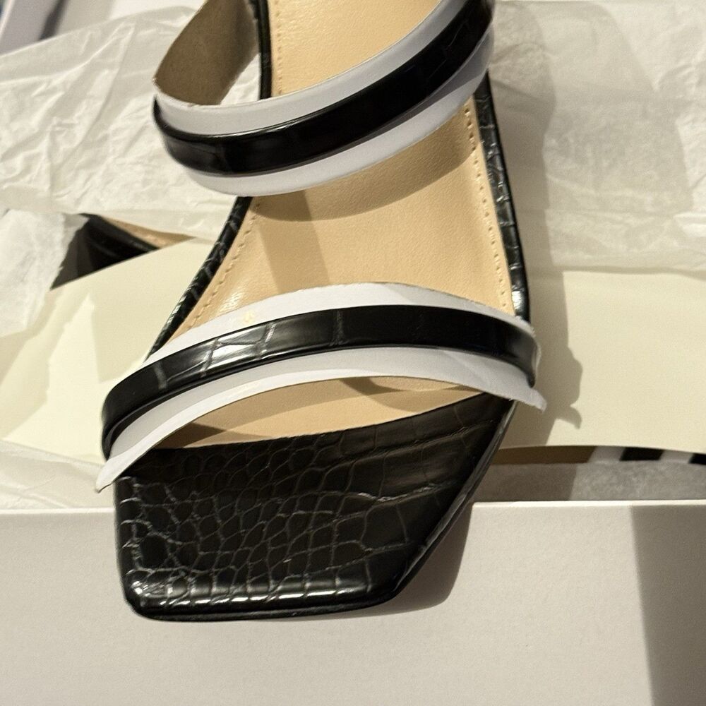 NWT The Drop Women's Avery Square Toe Two Strap High Heeled Sandal Sz 8.5 Black - Picture 9 of 14
